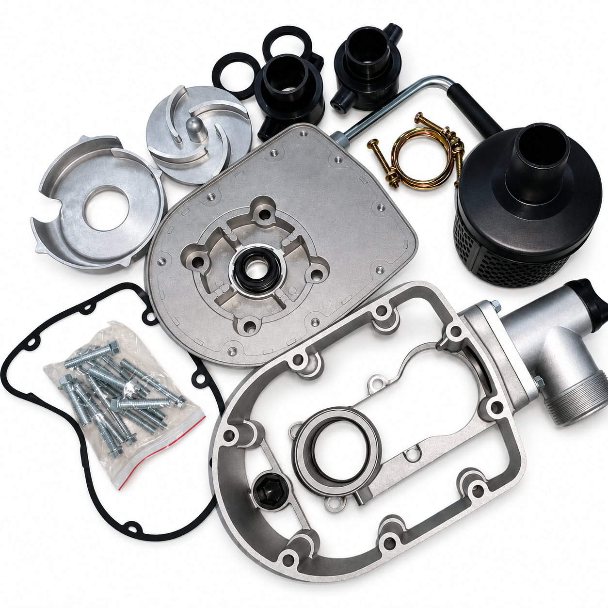 Kit de bomba de agua de aluminio, 1,5 pulgadas Se adapta al motor de gasolina 152F 154F 2,5hp 3HP con 10MM de diámetro. Eje de salida de rosca - Imagen 2
