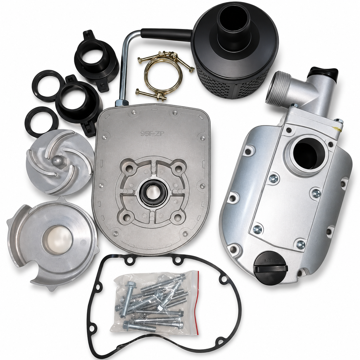 Kit de bomba de agua de aluminio, 1,5 pulgadas Se adapta al motor de gasolina 152F 154F 2,5hp 3HP con 10MM de diámetro. Eje de salida de rosca - Imagen 3