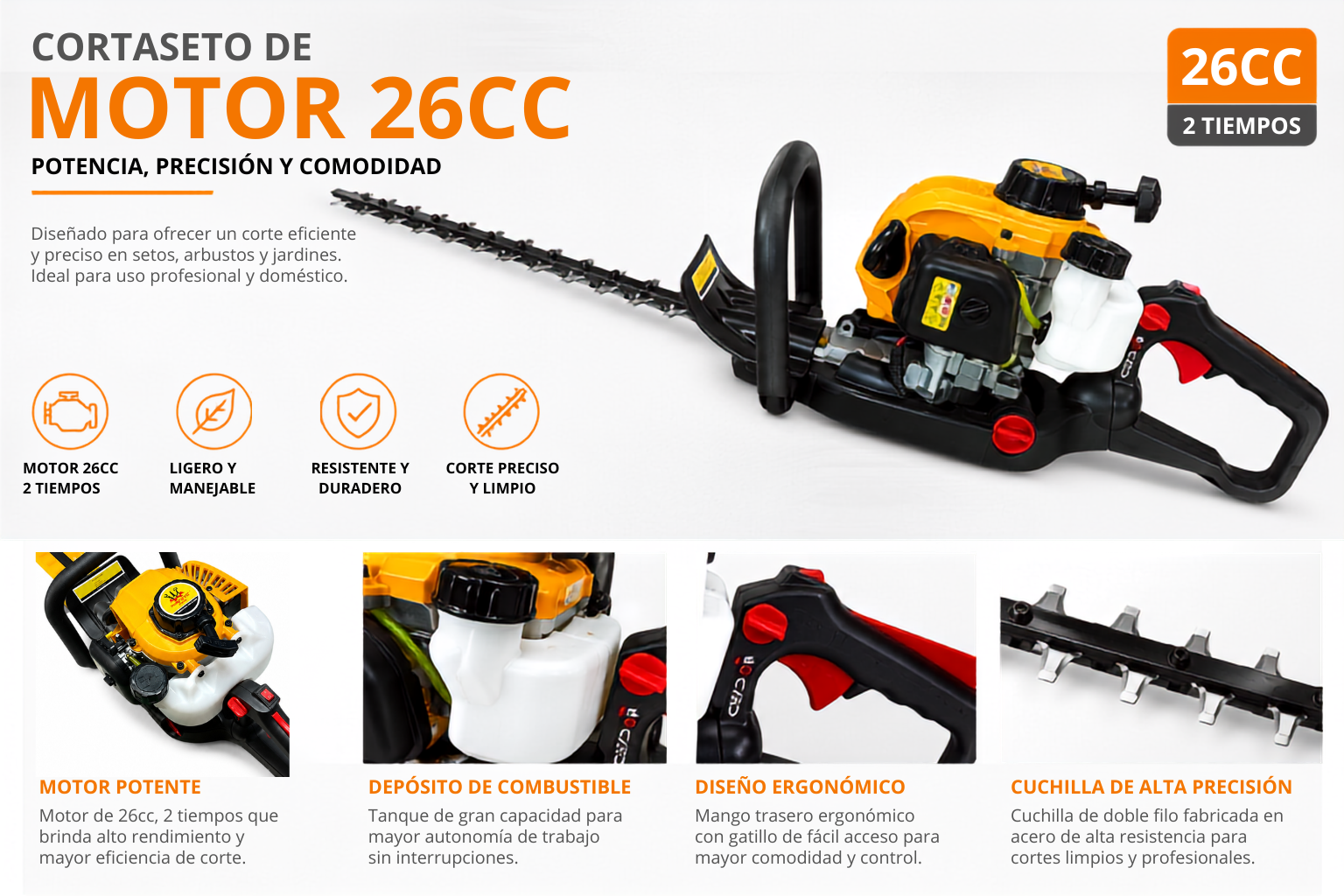 CORTASETOS PROFESIONAL GASOLINA 26CC CORTE DE 60CM -KX-26 - Imagen 6